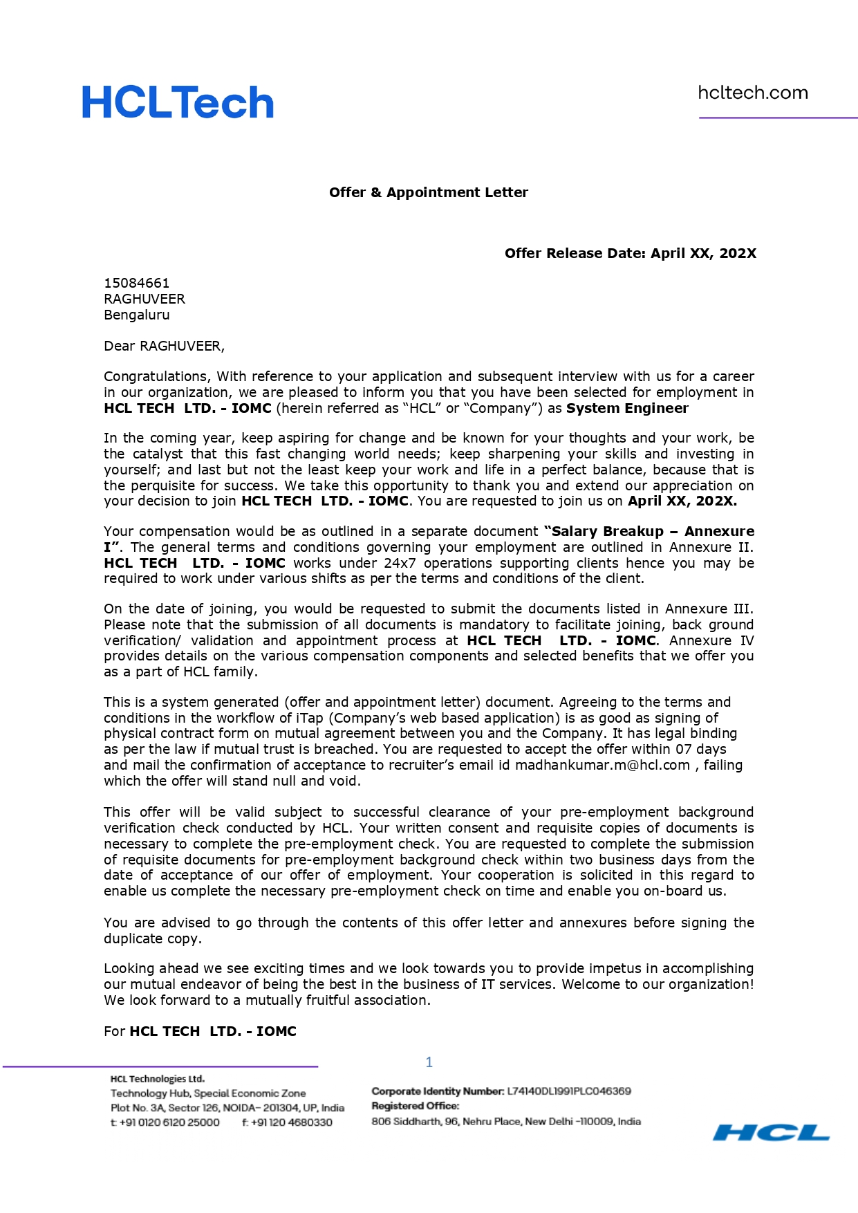 Offer Letter